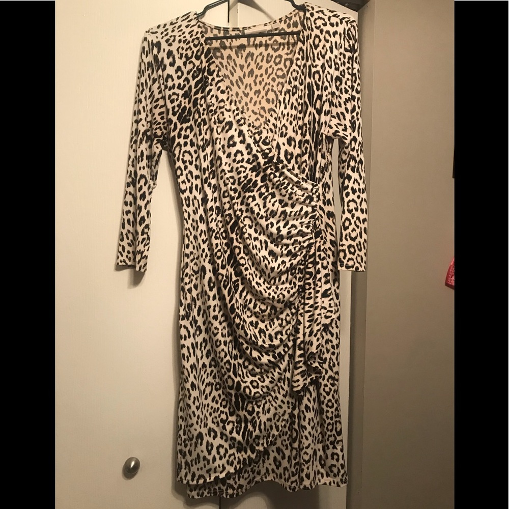 Cheetah print v-neck dress